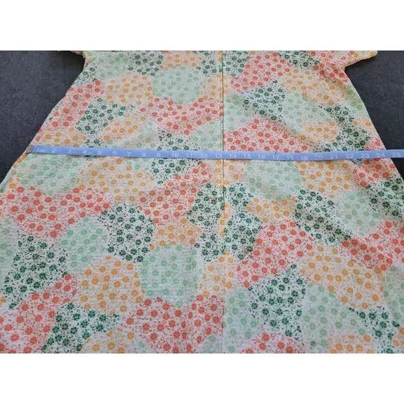 Vintage 60s 70s Mod Multicolor Maxi Dress Floral Lace Tie Waist‎ Zip House M - Picture 13 of 15